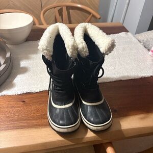 Sorel Black and Cream Lace-Up Boots